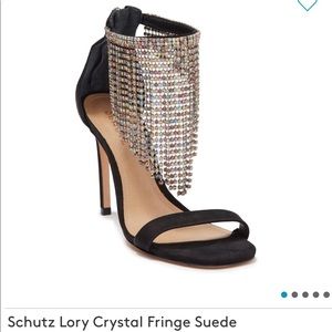 Schutz Lory Crystal Fringe Heels